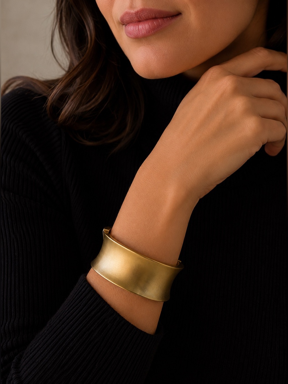 Gold Cuff Bracelet – Elegant Wide Bangle jewelry- Accessories
